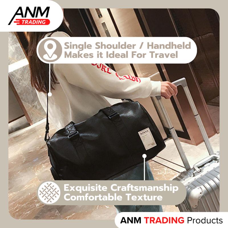 Tas Travel / GYM / Sport Bag Pria Wanita Unisex Kulit - Hitam 4