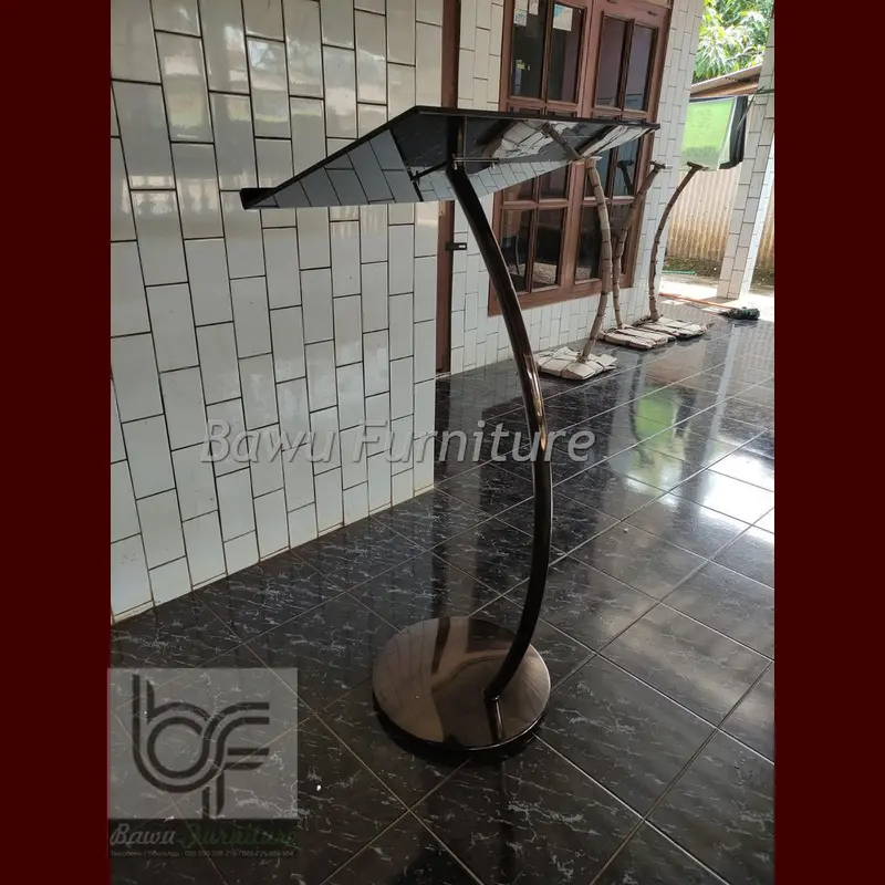Podium Pulpits Minimalis BLACK -  Mimbar Gereja Stainles Akrilik Hitam 6