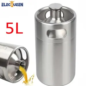 Mini Growler,304 Stainless Steel 5L Mini Keg Beer Growler Portable Beer Bottle For Picnic/Bbq Home Brewing Beer Making Tool