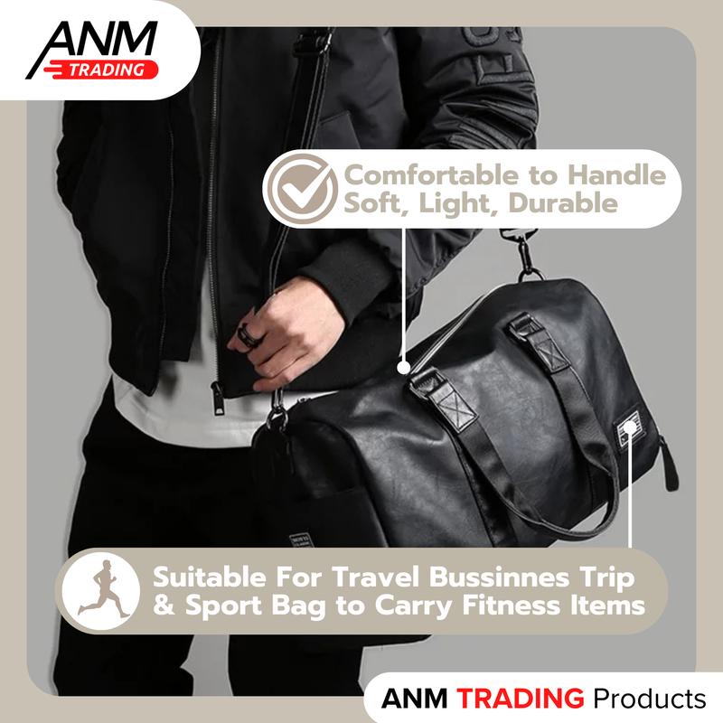 Tas Travel / GYM / Sport Bag Pria Wanita Unisex Kulit - Hitam 1