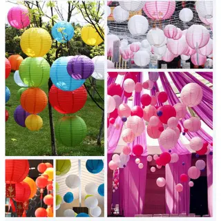 LAMPION KERTAS KATUN POLOS WARNA WARNI UKURAN 30cm 6