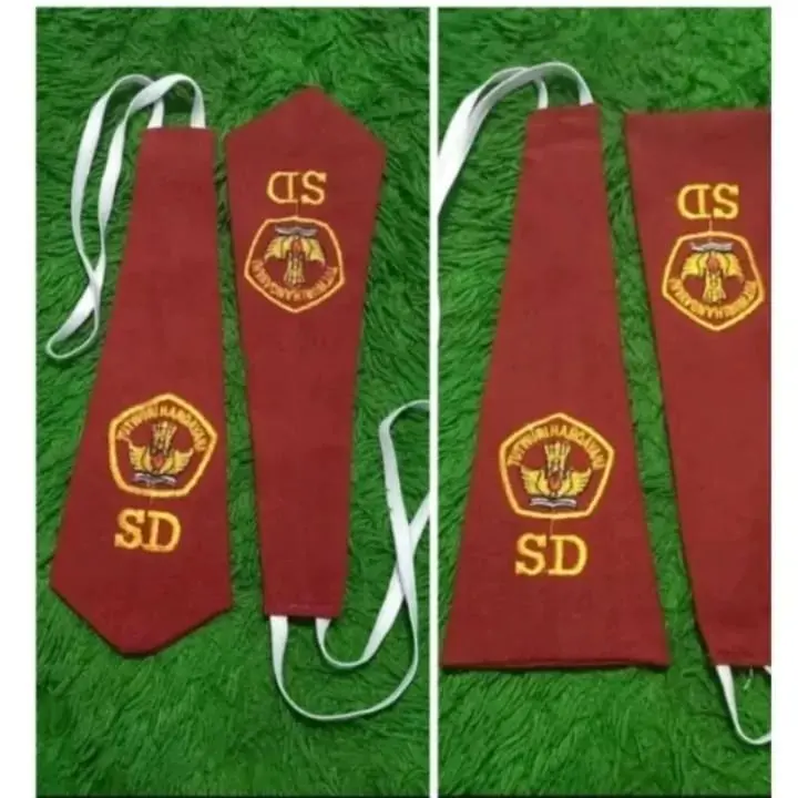 Dasi Dan topi Merah Bordir Sekolah SD