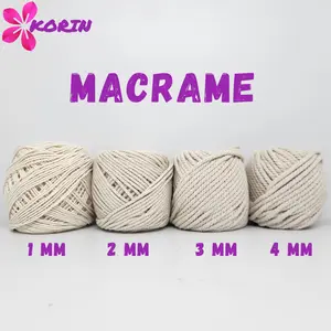 Tali Katun Makrame / Macrame Cotton Rope / Benang Macrame / Warna Katun Tua, Katun Muda, Putih [100gr] (Uk : 1mm,2mm,3mm,4mm )