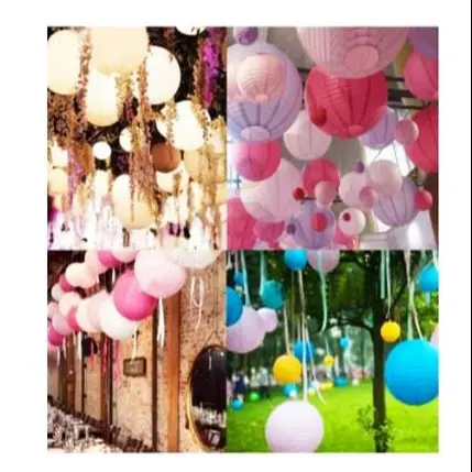 LAMPION KERTAS KATUN POLOS WARNA WARNI UKURAN 30cm 3