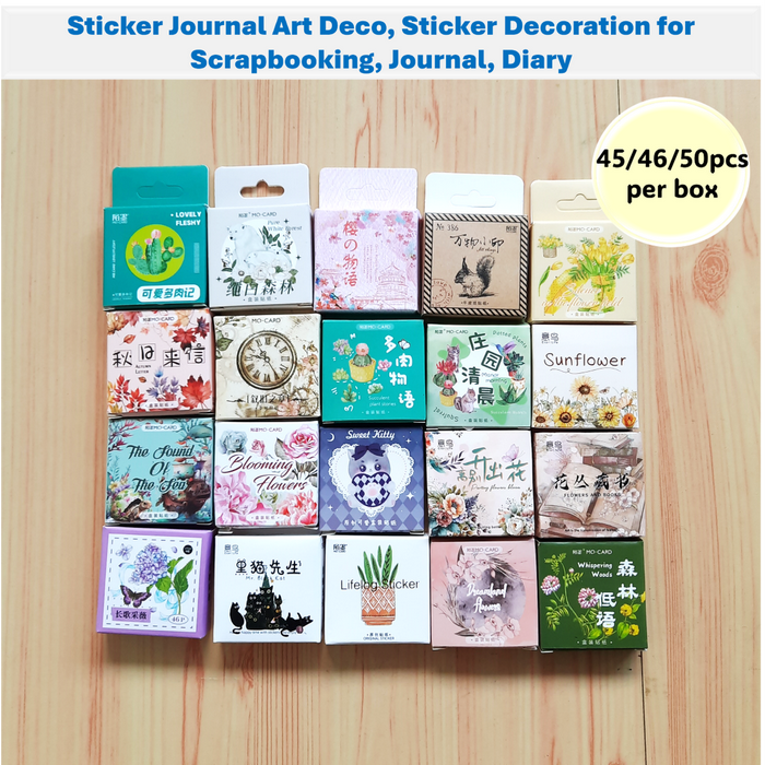 Jual 45 or 46 or 50pcs/box Sticker Journal Art Deco, Sticker Decoration ...