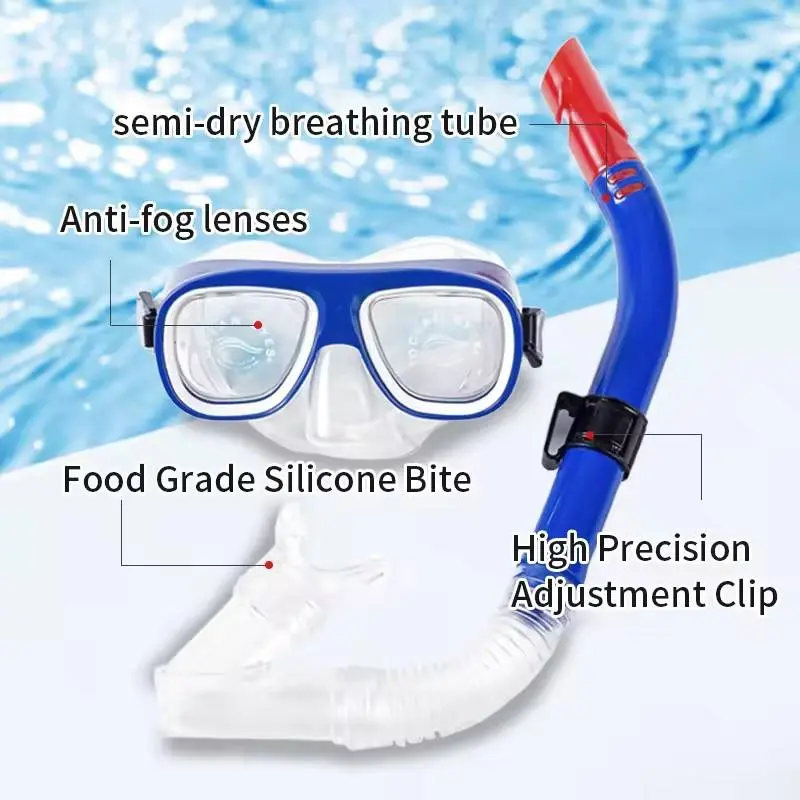 Snorkel Kacamata Renang Goggles kaca mata Selam Snorkeling Diving Set Kids untuk Anak Laki-Laki dan Perempuan Alat Snorkling PVC dengan Selang Bernapas dving mask set. 0