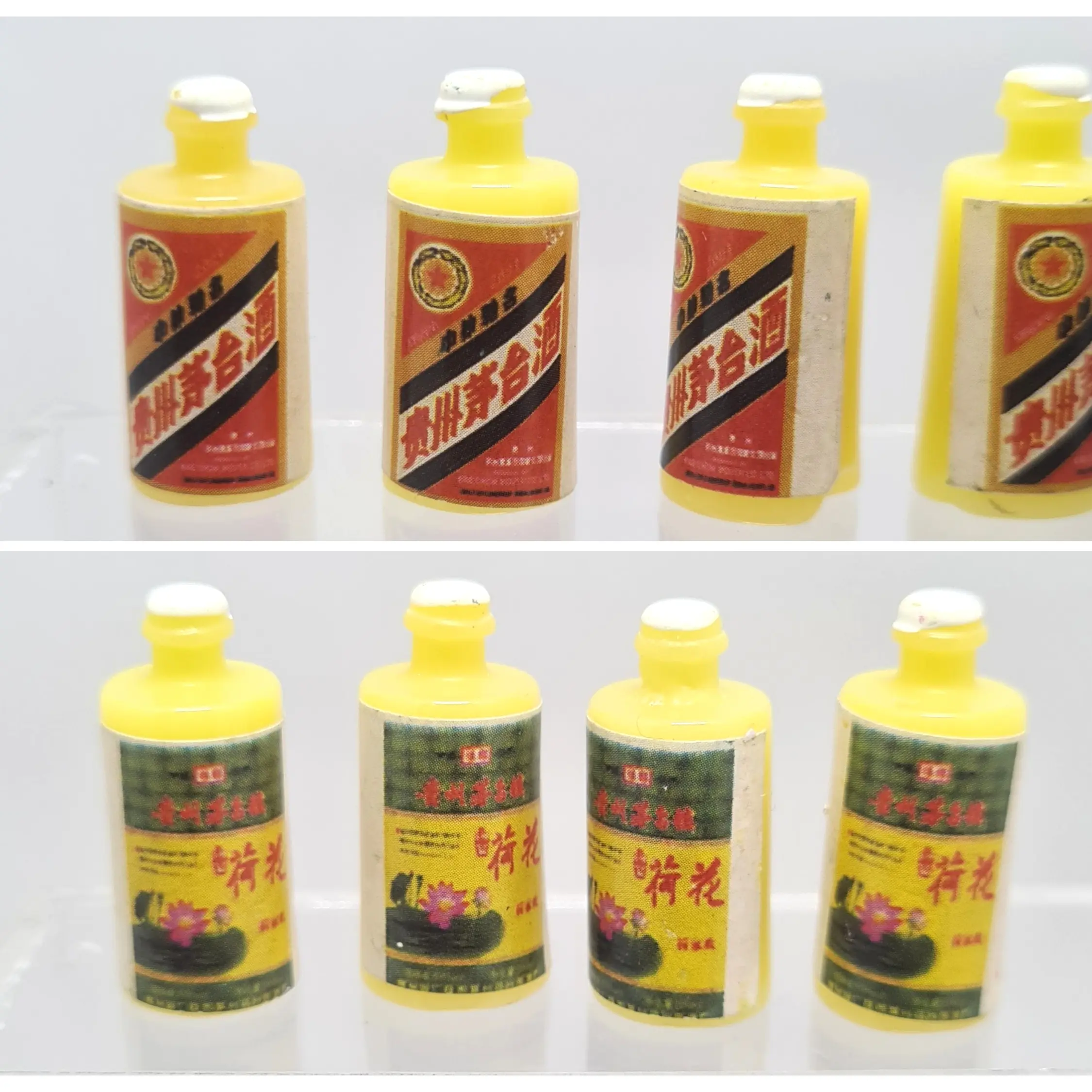 skala 1/6 dan 1/12 miniatur botol warna kuning yellow chinese aneka merk bottle boneka figure Barbie estetik