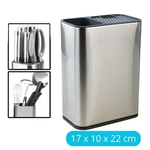 Tempat Pisau Dapur dan Sutel Stand Holder Stainless Steel Kitchenware