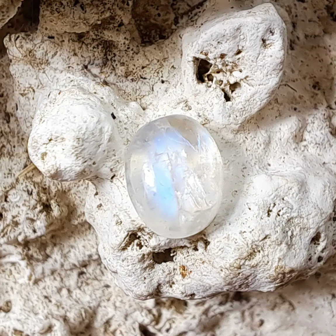 Loostone Batu Cincin Natural Moon Stone Ceylon Biduri Bulan Laut # 13