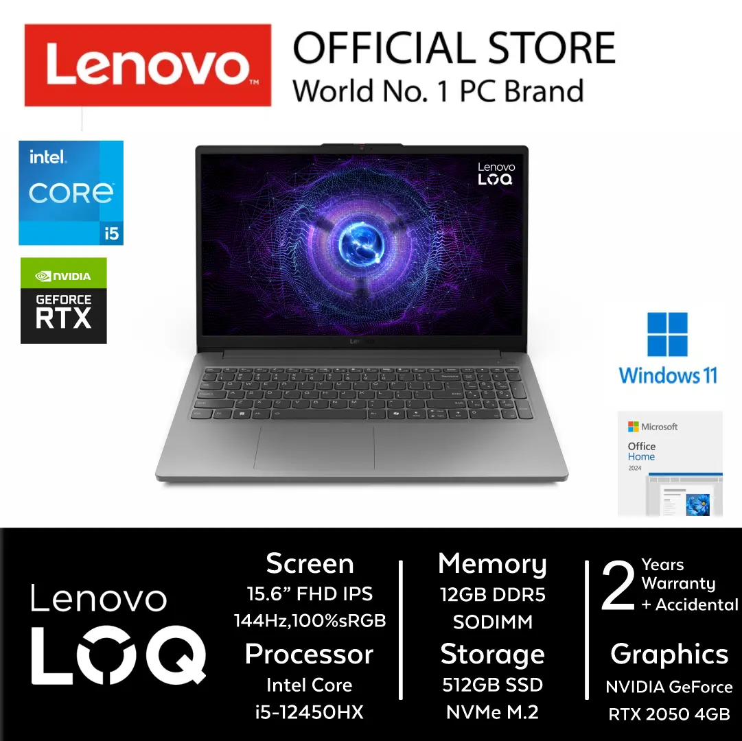 Lenovo LOQ Essential 2QID Intel Core i5-12450HX 12GB 512GB RTX2050 15.6"FHD 144Hz W11 Office