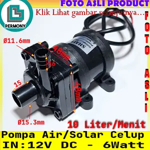 Pump Celup Air Solar Shafi 10l/m 12V DC 6W 10 Liter/Menit