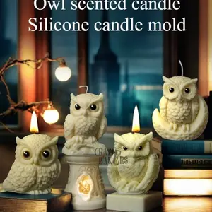 Cetakan SIlikon Cute Standing Owl - Burung Hantu 3D Candle Mold