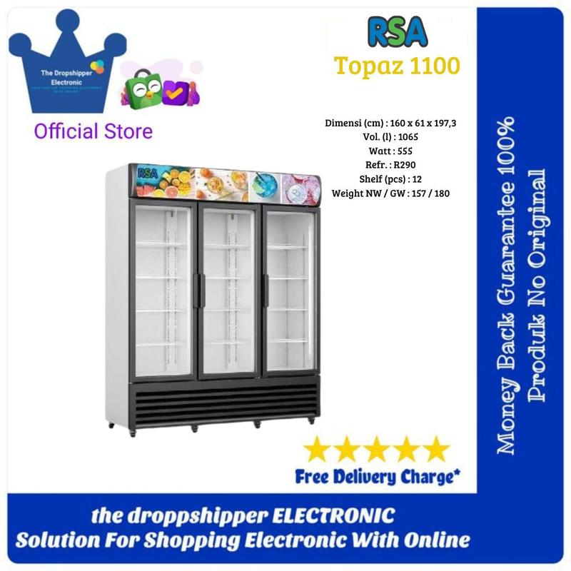 KULKAS SHOWCASE RSA TOPAZ 1100 3 PINTU DISPLAY COOLER 1065 L RESMI RSA ...