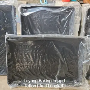 Loyang Baking Import Teflon 40x60cm Non Stick Anti Lengket untuk Oven Tebal Press Tanpa Sambungan Kalau Isi Adonan Cair Tidak Akan Bocor Kualitas Baru Bisa Masuk Oven Berat Real 1 Loyang 1kg an Awet Jadi Lebih Hemat Oles Mentega Jadi Oven Tidak Cepat Item