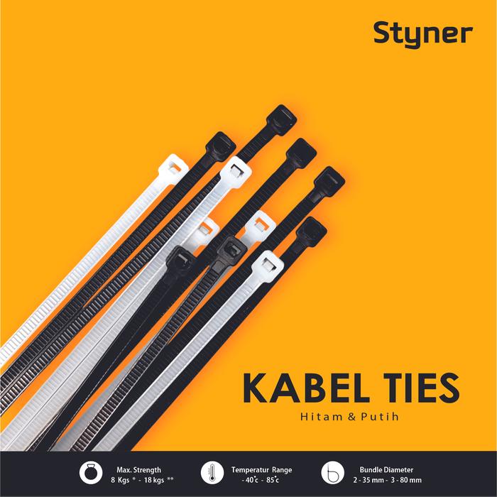 Gambar Kabel Ties Styner Isi 100 Pcs - Putih, 2.5 x  200 mm dari 56 Mart Official Kota Surabaya Tokopedia
