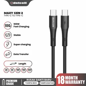 Delcell Kabel Zaxti Maxy Gen2  Kabel Data Fast Charging 100W Type C To C  Garansi 18 Bulan