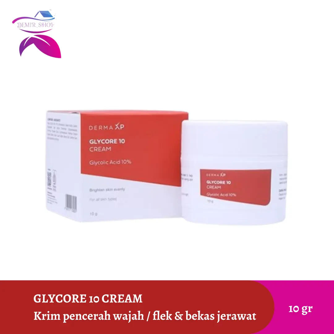 Glycore 10% Cream 10 gr Krim Pemutih Wajah / Flek / Bekas Jerawat