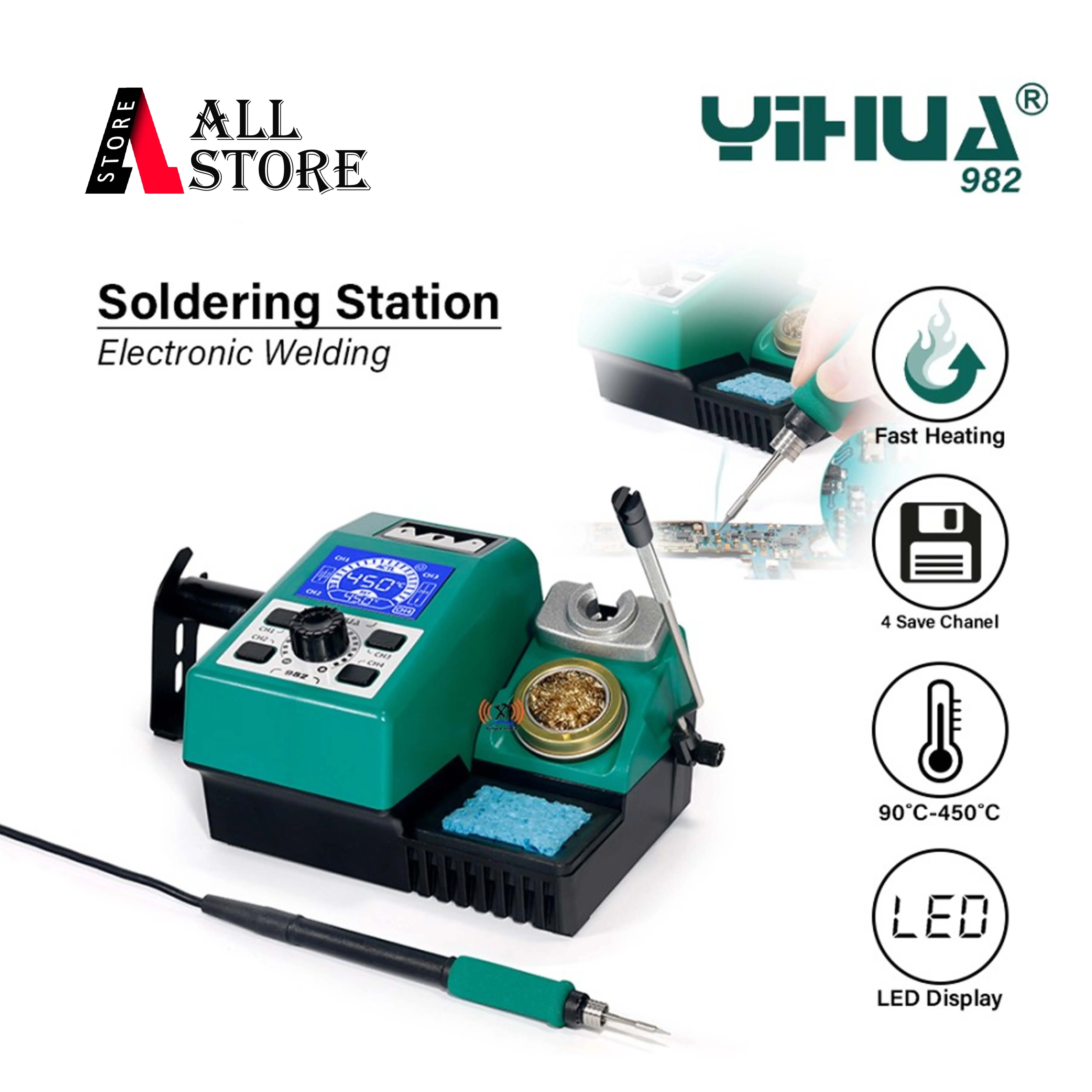 YIHUA 982 C210 Soldering Station Fast Heating With 3 Chanel Ori