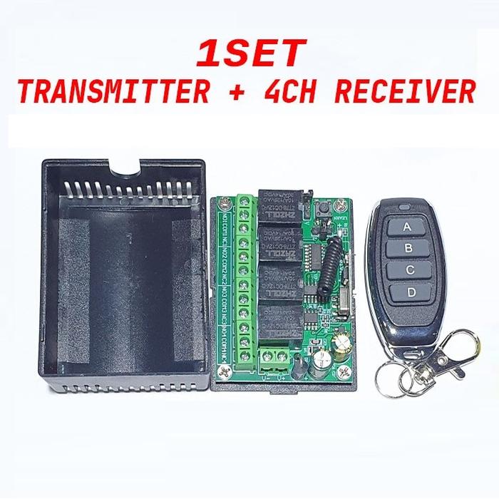 Jual 12V Relay 4Ch Wireless Relay Remote Control Transmitter Receiver ...
