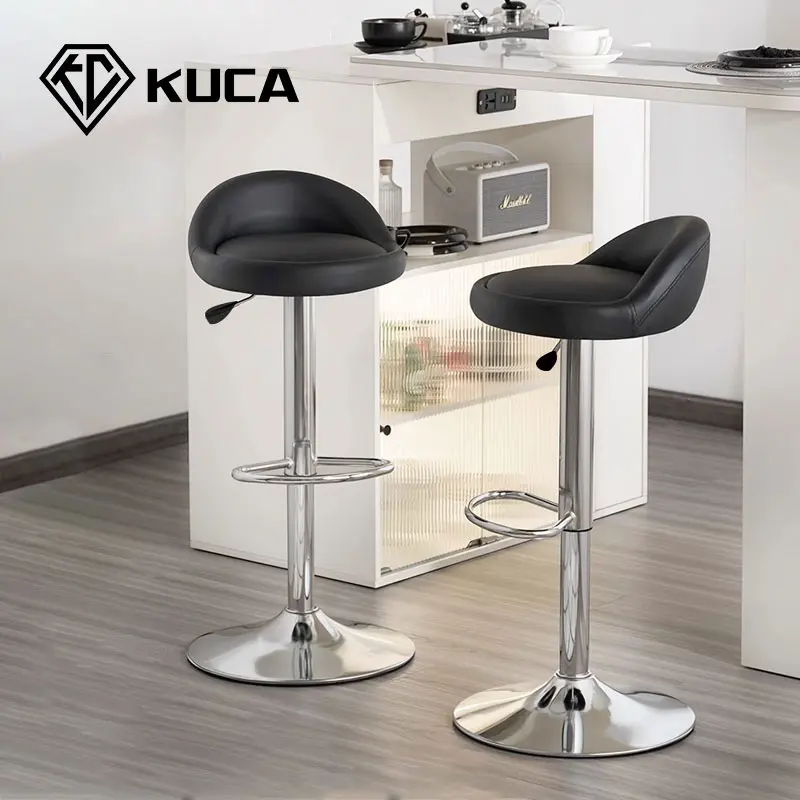 KUCA Kursi Bar Mini Baja Tahan Karat Kursi Barstool Hidrolik Bulat Kursi Cafe Kursi Kitchenset  Dudukan Lapis Kulit Sintetis [ Garansi lima tahun ] 0