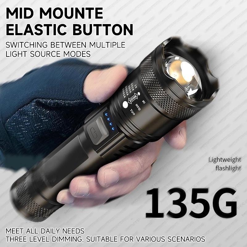 Senter LED Super Terang 10000 Lumens Jarak Jauh Ringan Tahan Air IPX4 Zoom / Rechargeable Senter 2