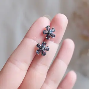 Flower earring s925 blue topaz mix