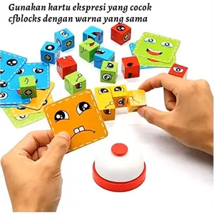 Mainan Edukasi  Face Change Cube Game Mainan Rubik Susun Muka Family Game free Bell