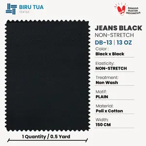Bahan Jeans Kain Denim Tebal 13 Oz Non Wash Poliester Celana / Jaket Jeans - 0,5 YARD (45 cm)