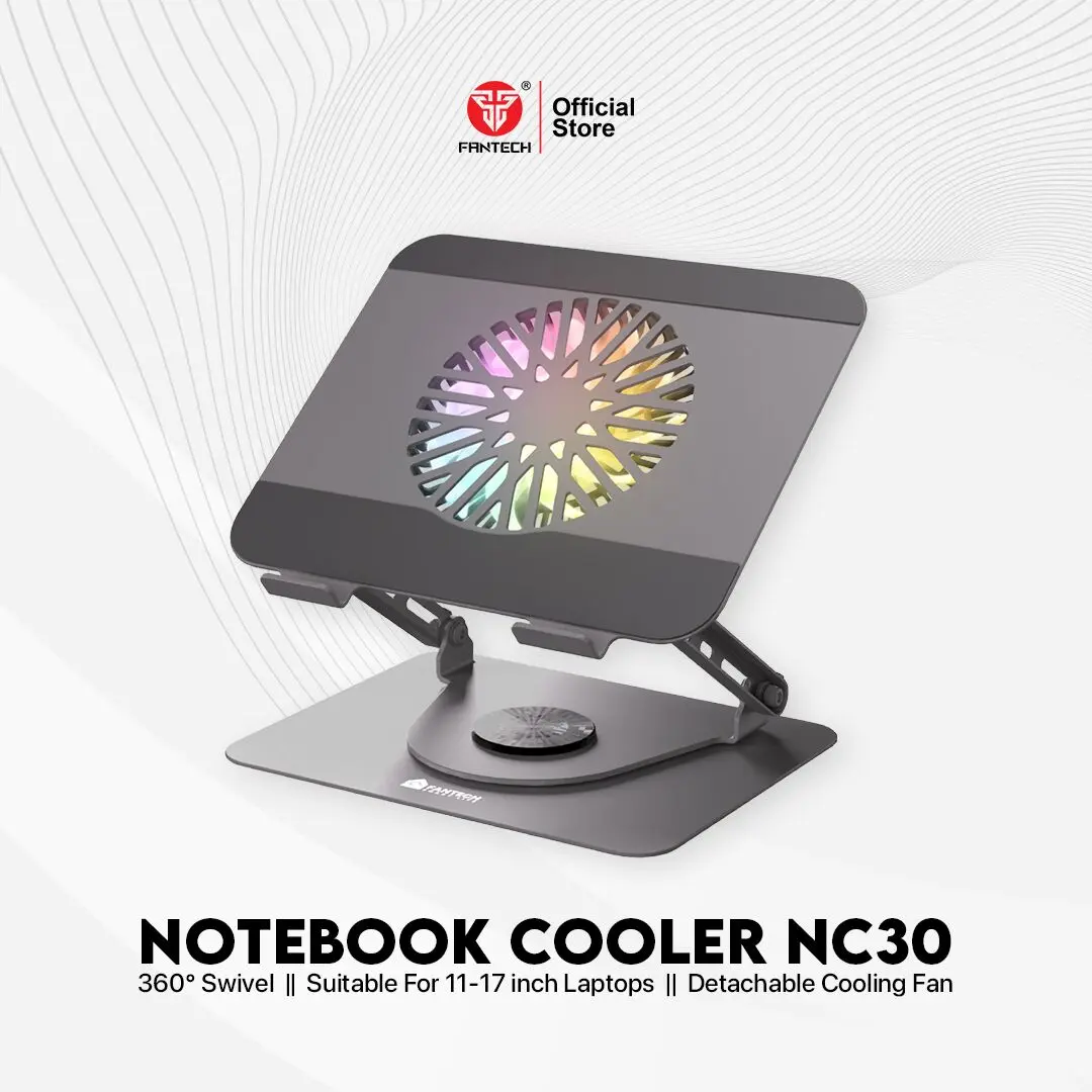 Fantech NC30 FAN Notebook Cooler Cooling Pad 360 derajat for Laptop 11" - 17"