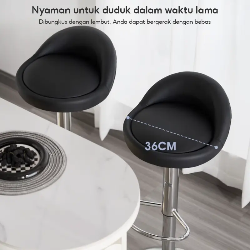 KUCA Kursi Bar Mini Baja Tahan Karat Kursi Barstool Hidrolik Bulat Kursi Cafe Kursi Kitchenset  Dudukan Lapis Kulit Sintetis [ Garansi lima tahun ] 3