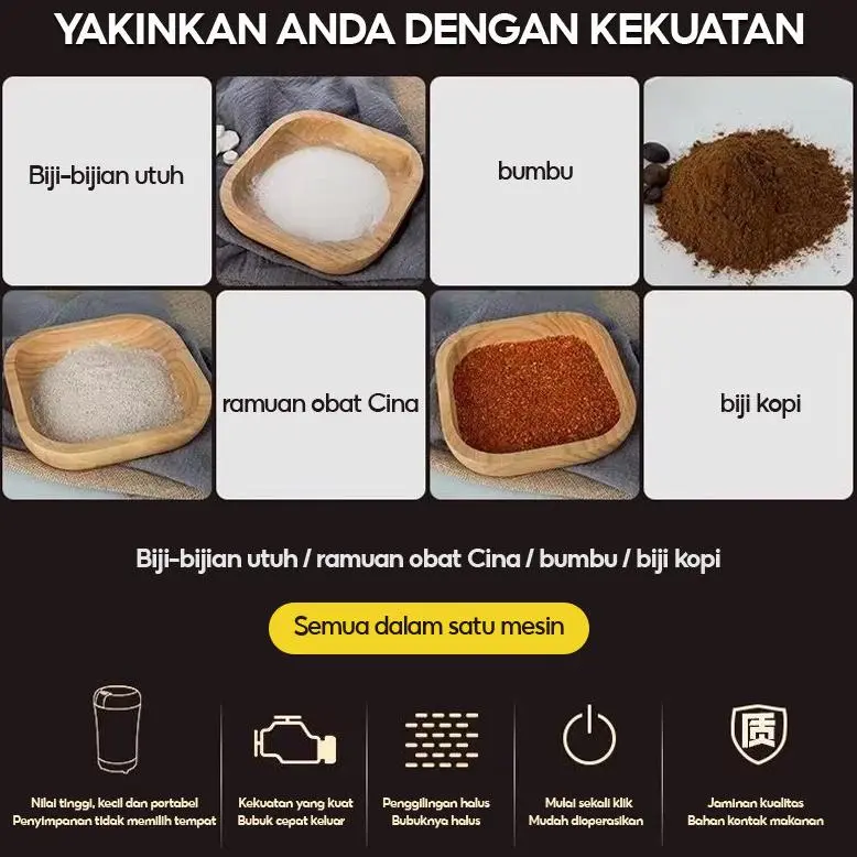 COFFESHP 【Pengiriman Dari Medan】HAN RIVER Grinder Electric Coffee Grinder Blender Serbaguna Giling Biji Kopi 8