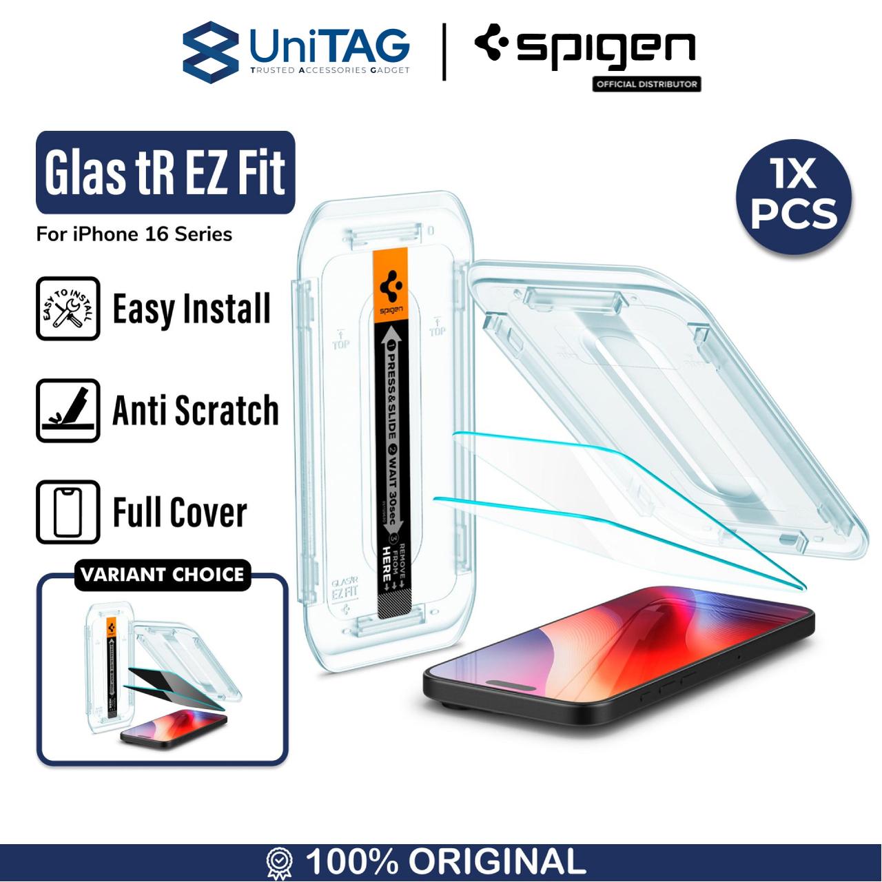 Spigen iPhone 16 Pro Max Tempered Glass with Tray 2 Pack GlastR EZ Fit - Transparency AGL07907-1