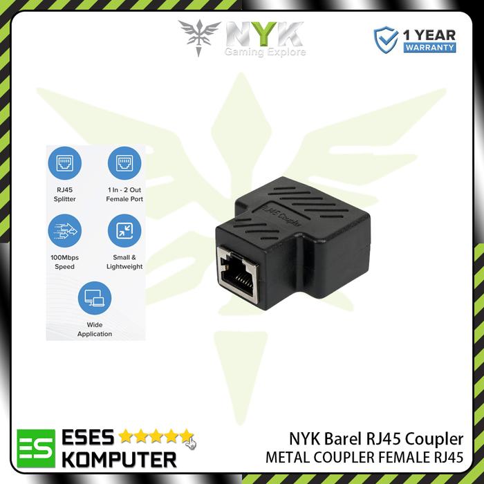 Gambar Barel NYK RJ45 Double Metal Coupler Female RJ45 dari ESES Komputer Kota Bandung Tokopedia