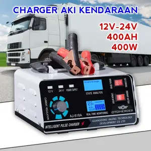 Charger Aki Mobil 400W 12V/24V 400AH Cas Aki Battery Otomatis AJ-618A