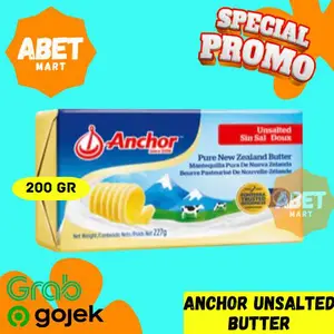 Butter Anchor Unsalted 200Gr - 200 Gr 2 Ons Ancor Mentega Un Salted Kotak Instan Murah Pak Pcs Dus Wangi