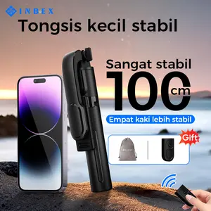 INBEX QT100 Tongsis Tripod Selfie Stick Tripod Handphone Quadruped with Remote Bluetooth Portable