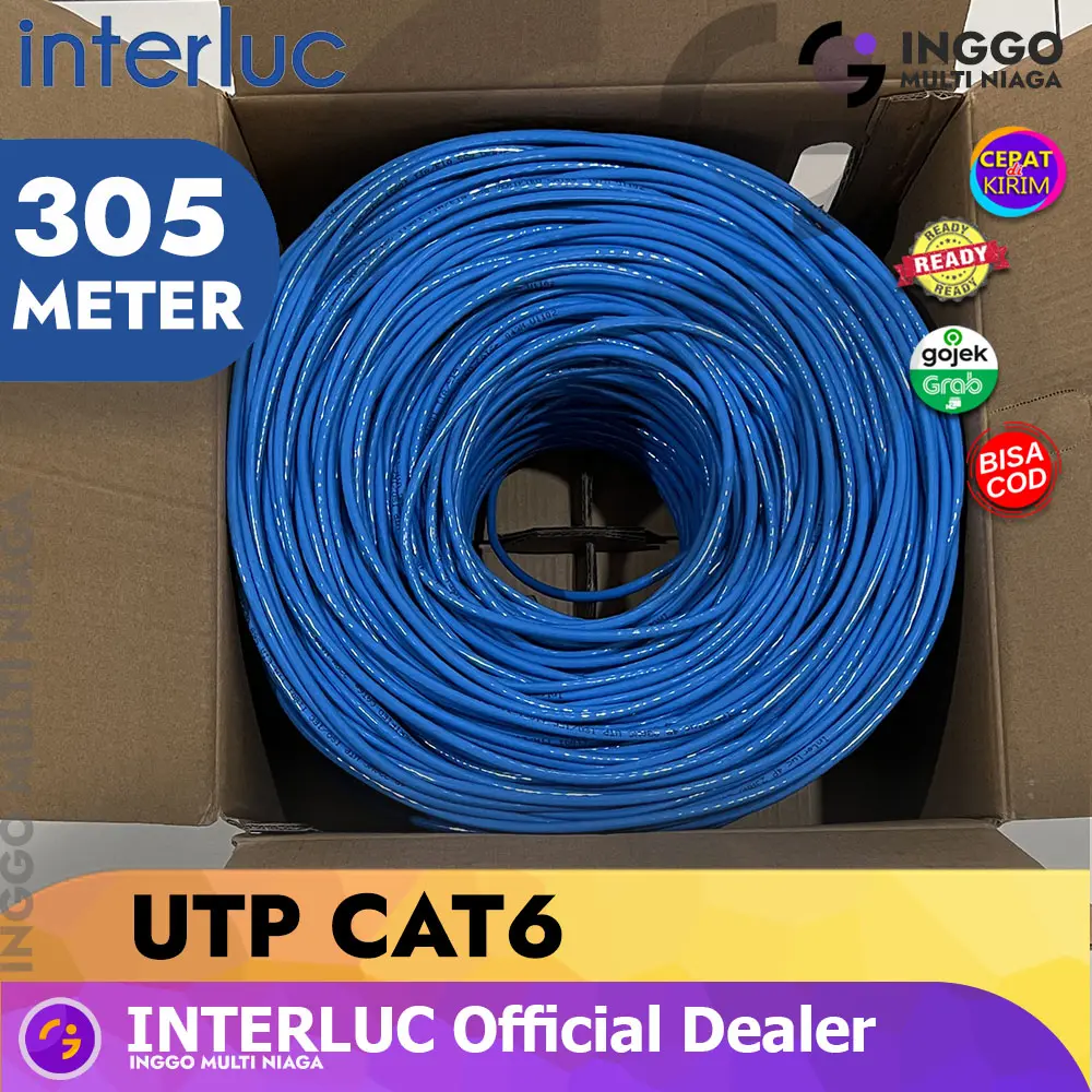 INTERLUC KABEL UTP CAT6 305M 1 ROLL BIRU BLUE