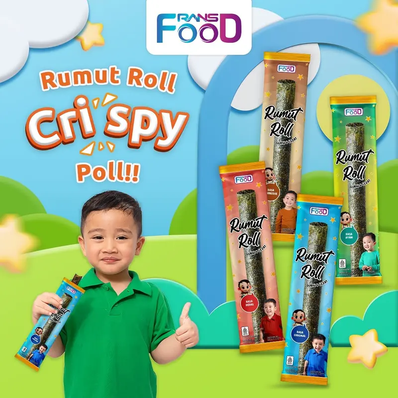 Rumut Roll Rasa Ayam 4gr - Rumput Laut Roll Crunchy Rendah Kalori 1