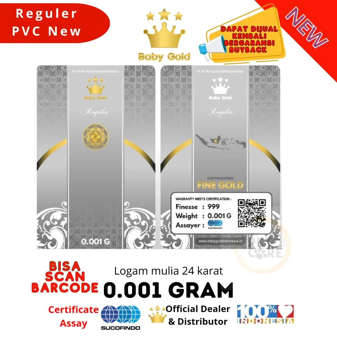 BABY GOLD 0.001Gr Special PVC Logam Mulia Emas Mini