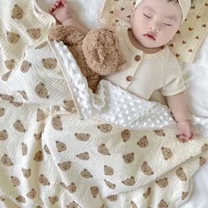 WNDR Selimut Blanket Bayi Korea Katun Muslin Bamboo | Selimut Dot Minky | Selimut bayi Aesthetic