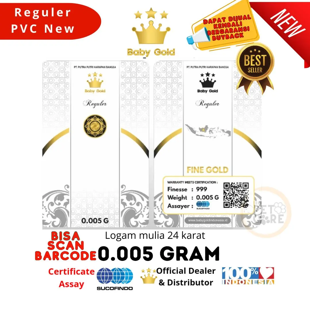 BABY GOLD 0.005 Gram Kemasan PVC Emas Mini Logam Mulia
