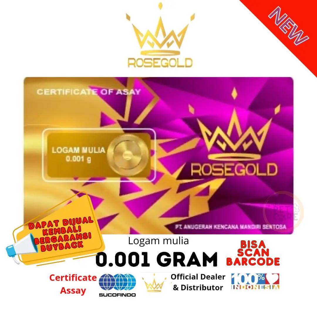 ROSE GOLD 0.001 GRAM LOGAM MULIA EMAS MINI