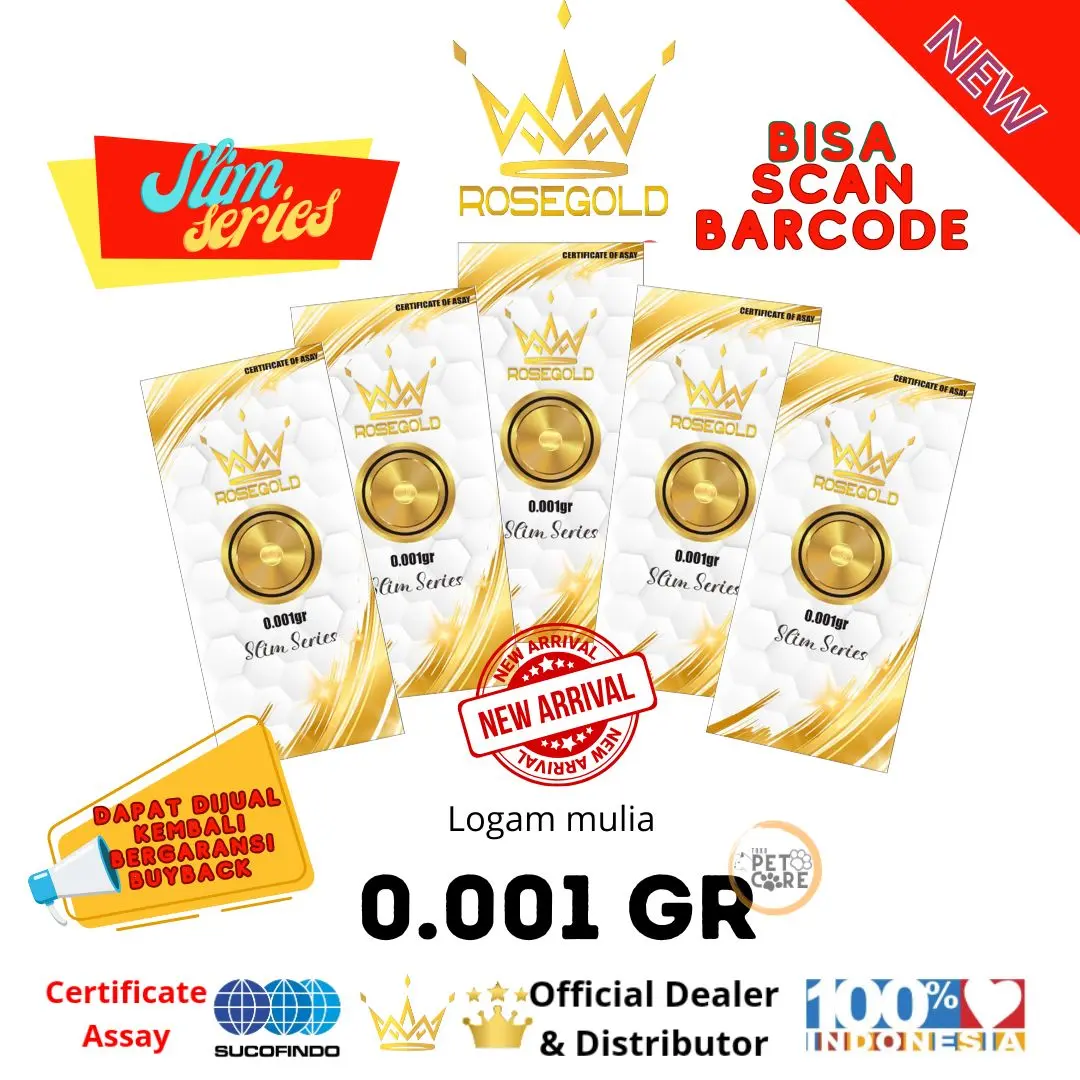 Logam Mulia Rose Gold Slim Series 0.001 Gram Emas Mini