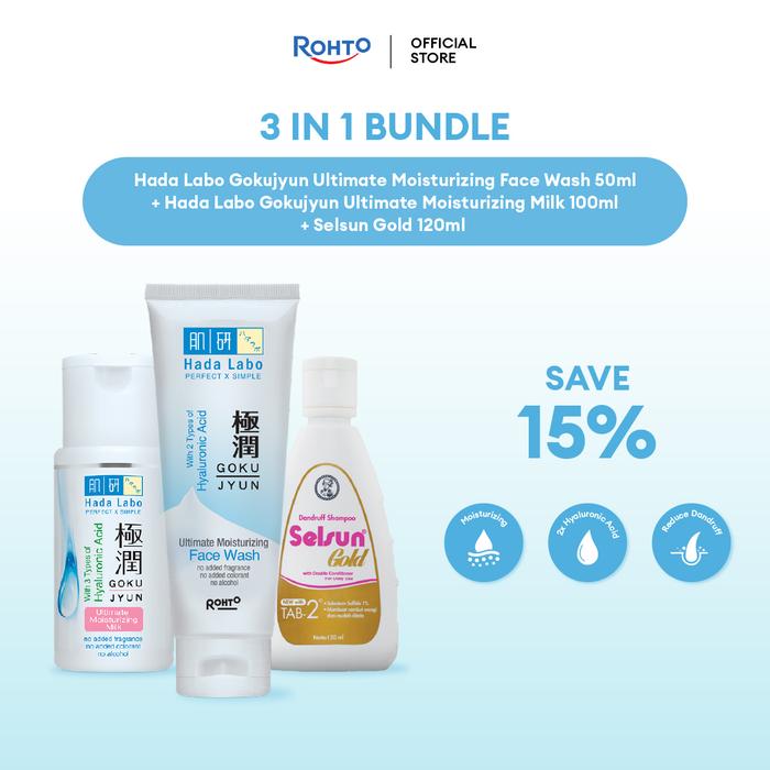 Gambar [3 in 1] Hada Labo Gokujyun Ultimate Moisturizing Face Wash 50 ml + Hada Labo Gokujyun Ultimate Moisturizing Milk 100 ml + Selsun Gold 120 ml dari Rohto Indonesia Kab. Tangerang Tokopedia