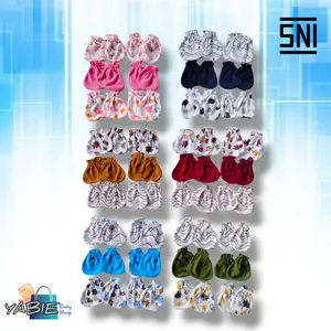 3set (12pcs) SARTAKI (sarung tangan & kaki ) Bayi Newborn Seri Motif Viear SNI Pink Cotton