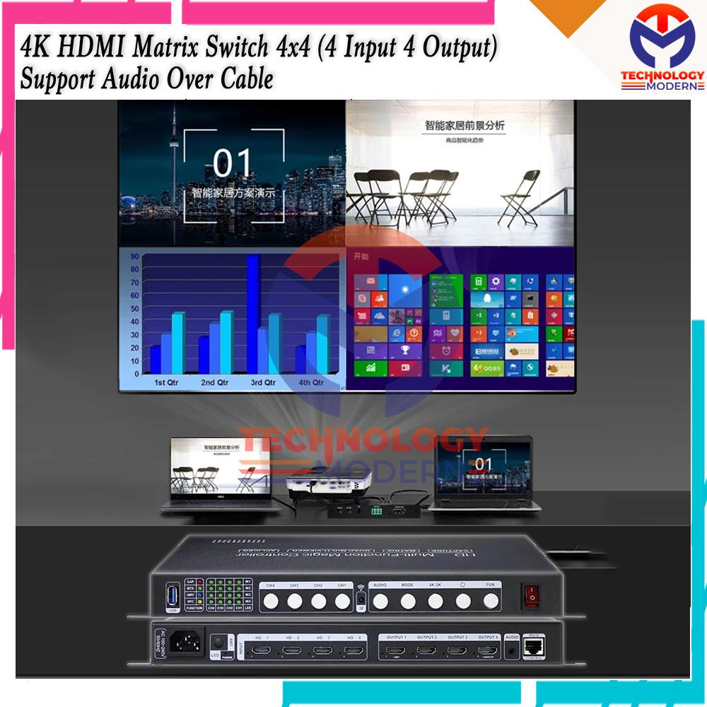 4K HDMI 4x4 Matrix Switch (4 Input 4 Output) Support Audio 3840*2160