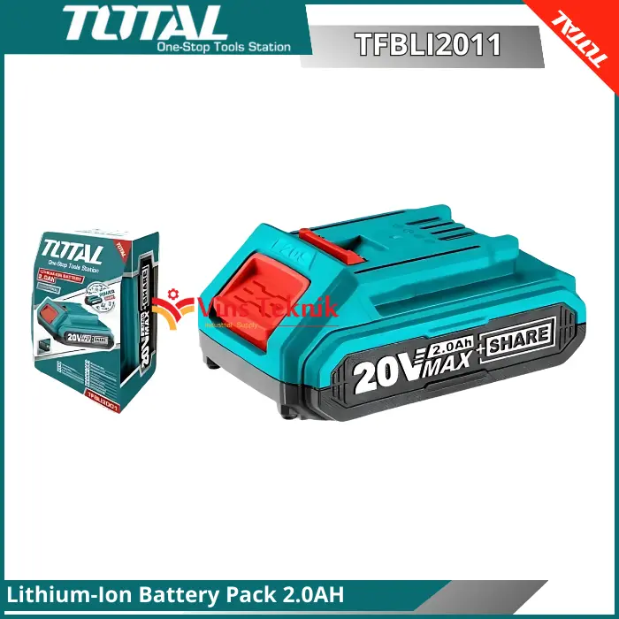 baterai TOTAL CORDLESS 20V Lithium-Ion Battery Pack 2.0AH