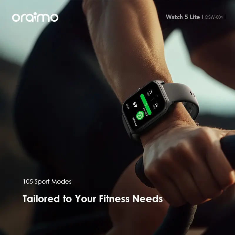 oraimo Watch 5 Lite Jam Tangan Pintar Smartwatch OSW-804 Layar 2.01'' Bluetooth Tahan Lama Tahan Air Debu Layar Monitor Amoled Android Smartwatch Health Watch Jam 100+ Mode Olahraga Large Screen Wireless Call Long Battery Life IP68 Waterproof Dustproof 7