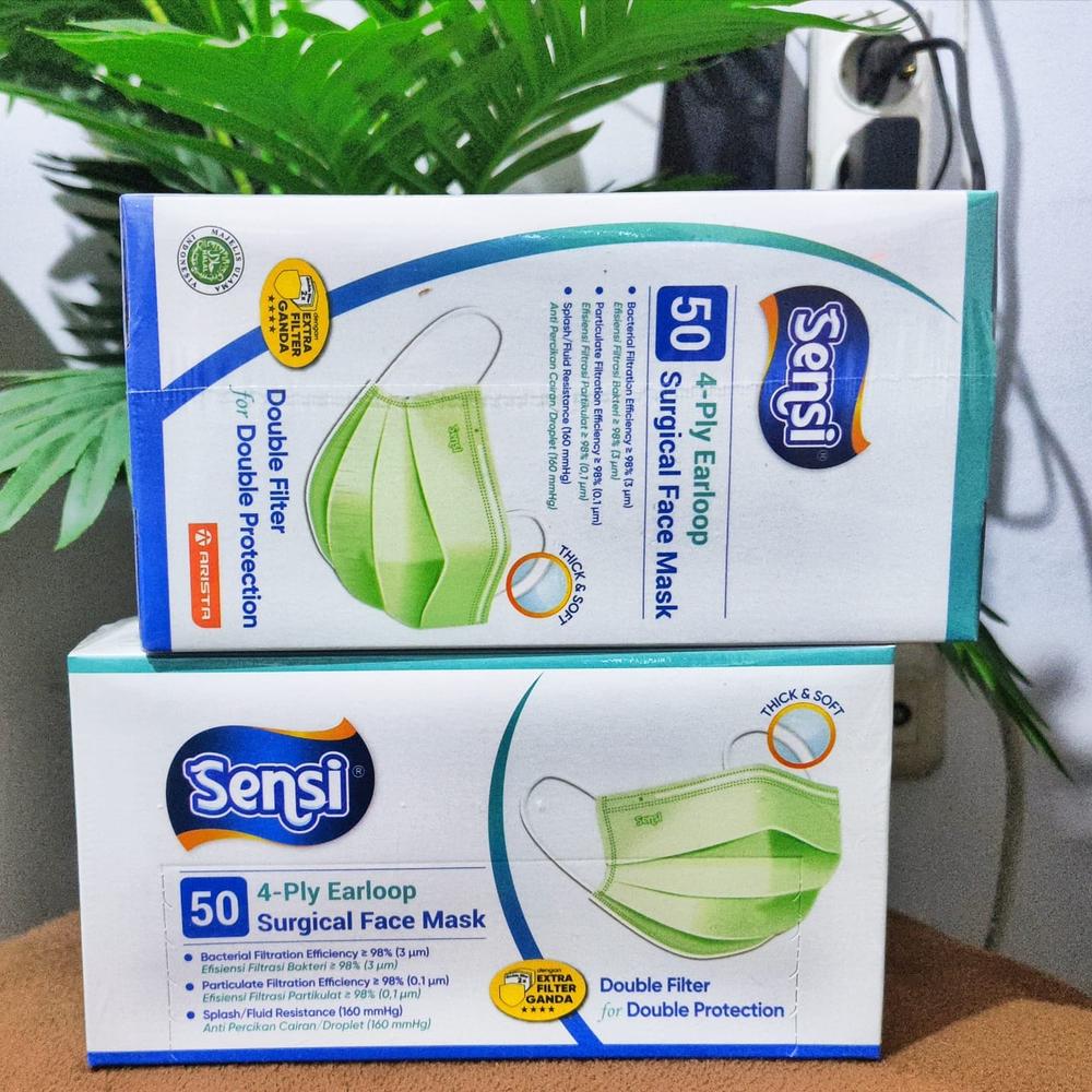 Masker Sensi 4ply warna hijau 1box isi 50psc