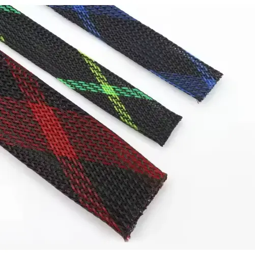 1meter Kabel Pelindung Pet Braided Cable Sleeve Lebar flat 3mm 4mm 6mm 8mm 10mm 12mm 14mm 16mm 19mm